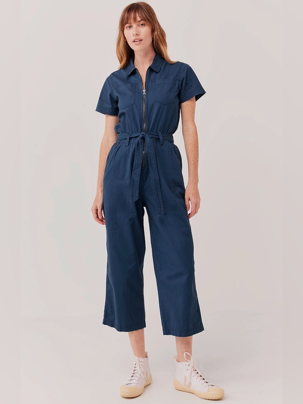 PACT Boulevard Brushed Twill Zip Front Jumpsuit-Navy-Medium